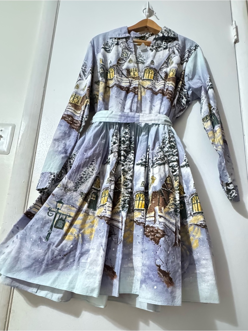 Rare collectible Bernie Dexter cotton Fit-and-Flare belted Dress